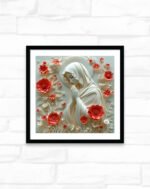 Ivory Prayer in Crimson Bloom