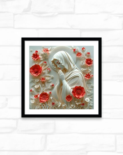 Ivory Prayer in Crimson Bloom